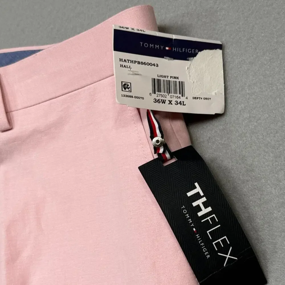 Tommy Hilfiger Men's Modern-Fit TH Flex Stretch Suit Pants Lt Pink 36x34 $135.00